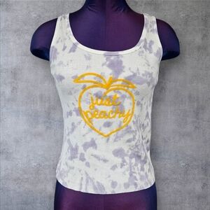 Vinyl Icons White & Purple Tie Dye Just Peachy Tank Top Size Large Women's R7